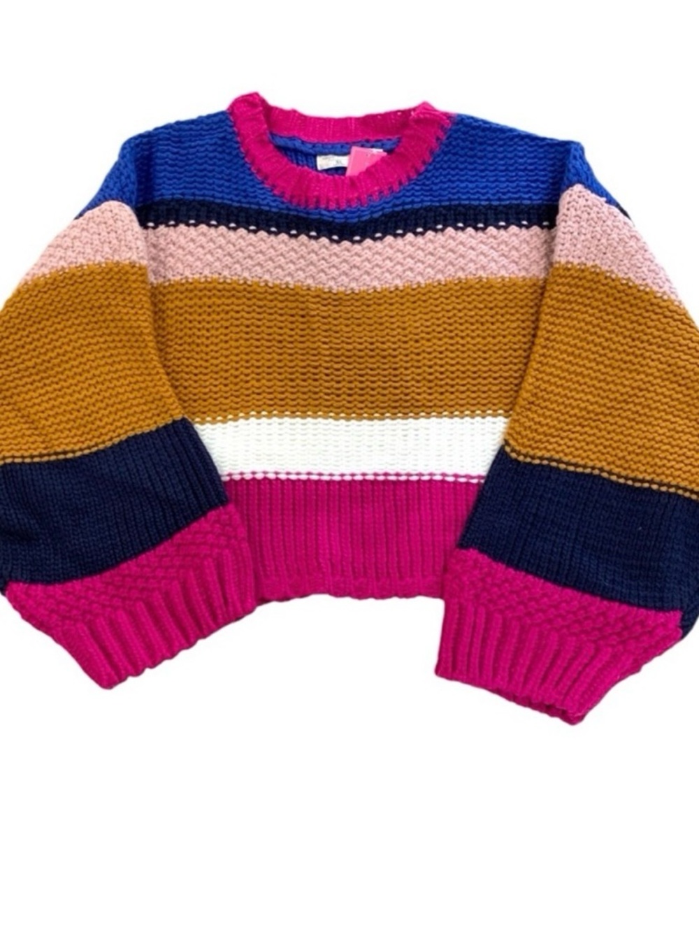 Simply Southern Striped Crewneck Sweater in Hot Pink, Royal Blue & Mustard New!